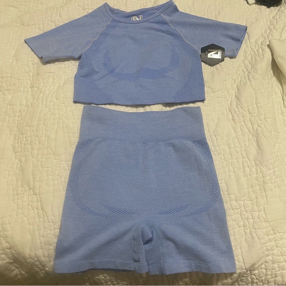 NWT baby blue spandex workout set #53
